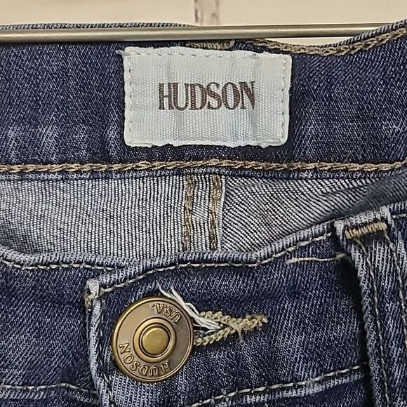 Hudson Colette Midrise Skinny Jean Size 26 Dark Blue Distressed Stretch Denim - Picture 5 of 11